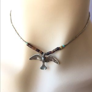Silver Choker with Flying Bird